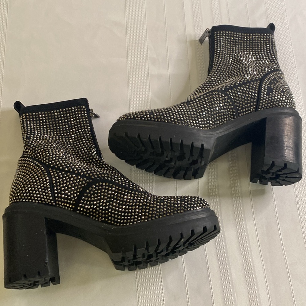 Michael Kors Black Studded Platform Ankle Boots - Picture 4 of 7